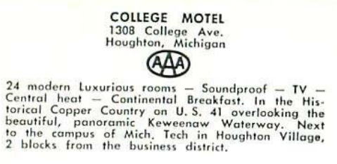 College Motel - Old Post Card